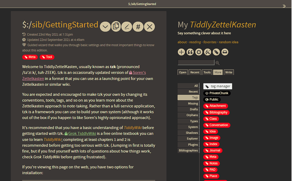 TZK One of the Best Zettelkasten Editions of TiddlyWiki Showcase Talk TW