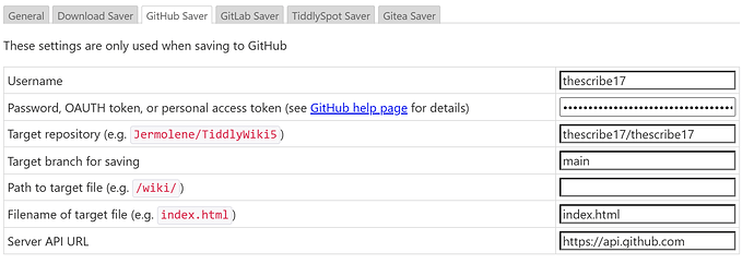 settings in tiddlywiki