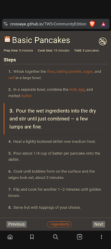 Tidbits Cooking Mode
